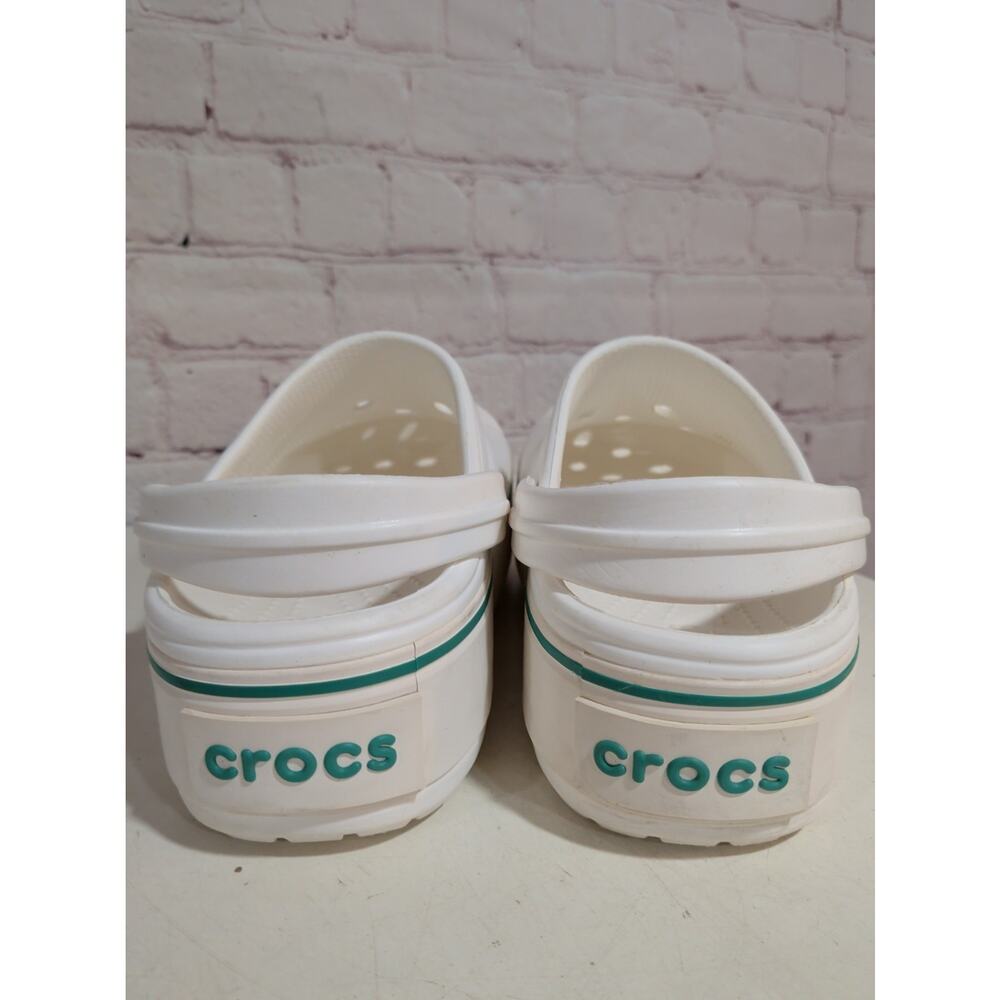 Crocs Crocband Platform Clogs White Teal Stripe Women's Size 6 / Junior 4 - Picture 8 of 10